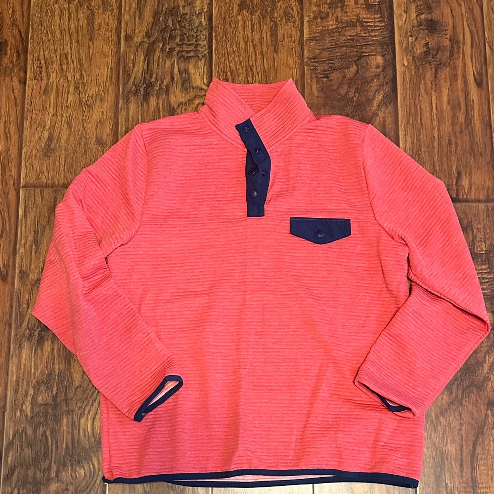 J. Crew Women's Coral Turtleneck Sweater with Navy Details